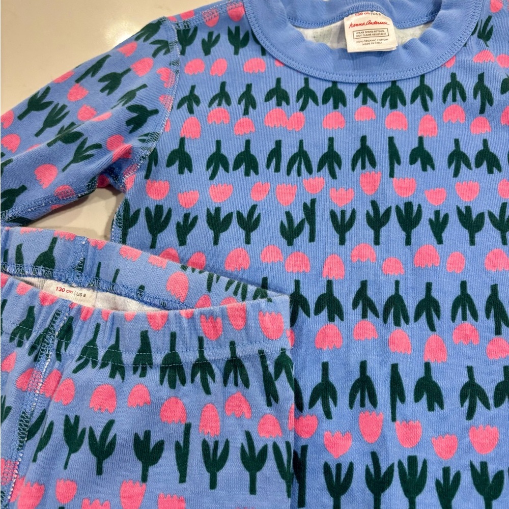 Hanna Andersson Blue Floral Tulip Pajama Set